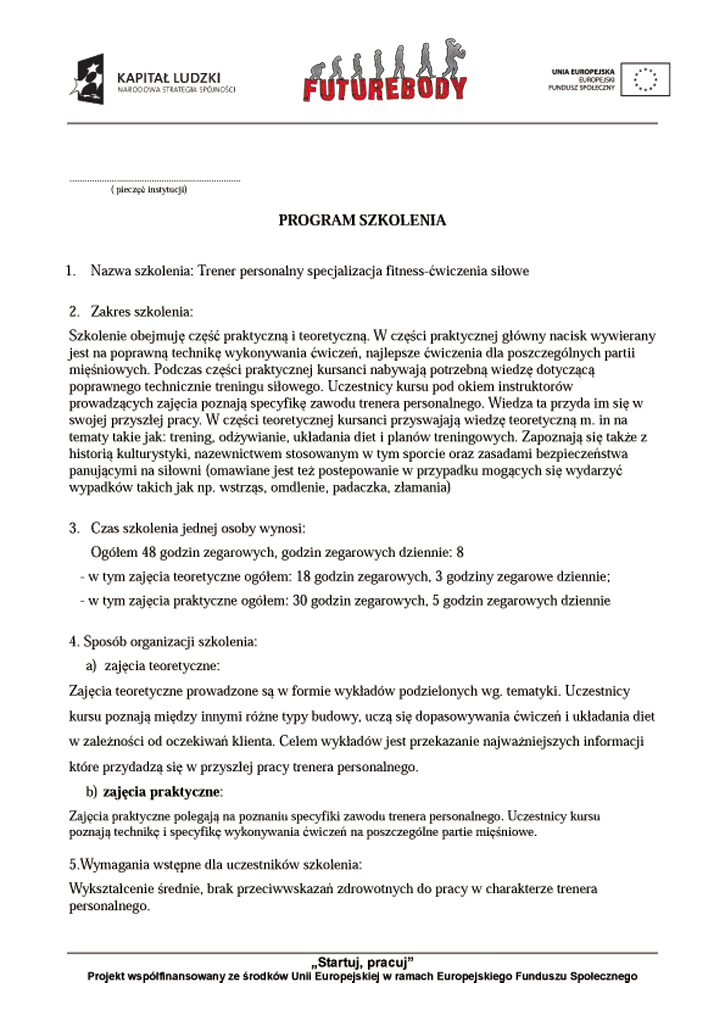 Program kursu trenera personalnego 1